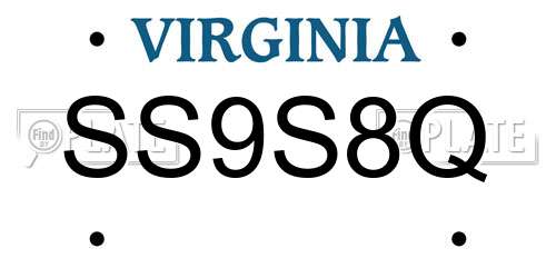 SS9S8Q Virginia License Plate