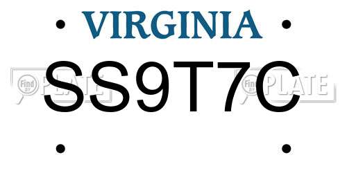 SS9T7C Virginia License Plate
