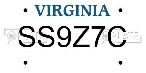 SS9Z7C Virginia License Plate
