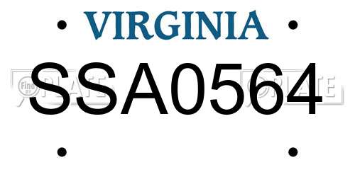 SSA0564 Virginia License Plate