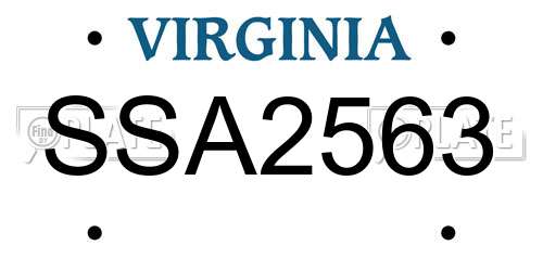 SSA2563 Virginia License Plate