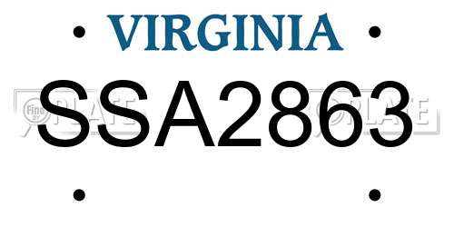 SSA2863 Virginia License Plate