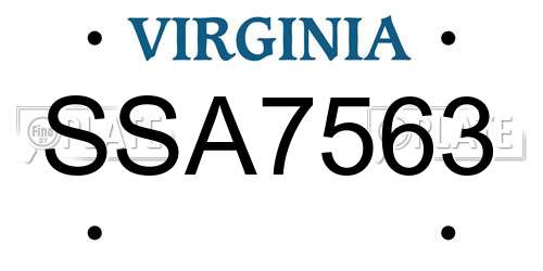 SSA7563 Virginia License Plate