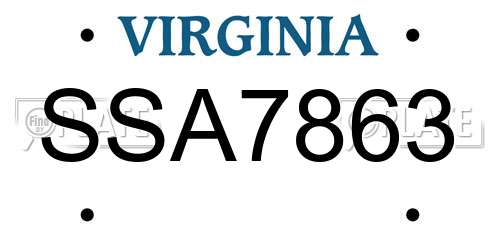 SSA7863 Virginia License Plate