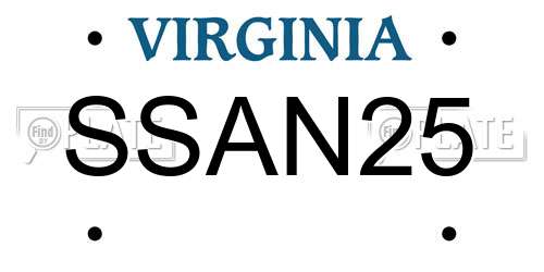 SSAN25 Virginia License Plate
