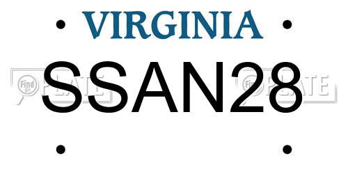 SSAN28 Virginia License Plate