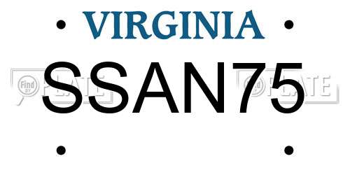 SSAN75 Virginia License Plate