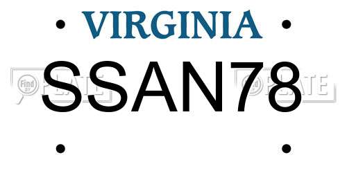 SSAN78 Virginia License Plate