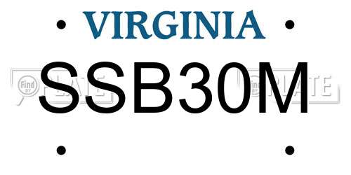 SSB30M Virginia License Plate