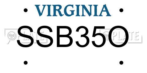SSB35O Virginia License Plate