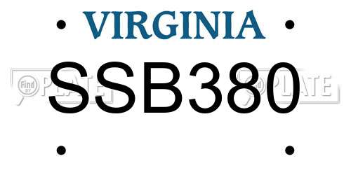 SSB380 Virginia License Plate