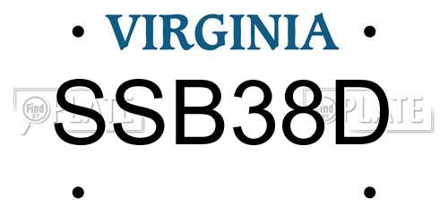 SSB38D Virginia License Plate