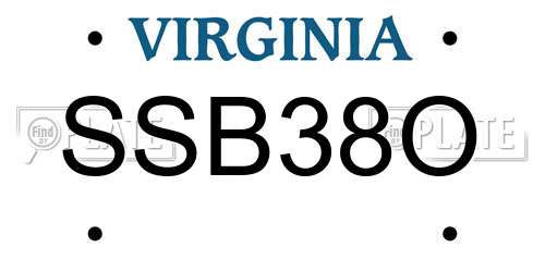 SSB38O Virginia License Plate