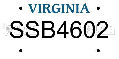 SSB4602 Virginia License Plate