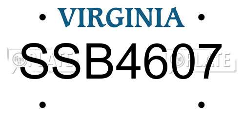 SSB4607 Virginia License Plate