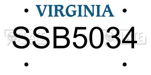 SSB5034 Virginia License Plate