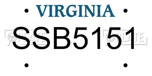 SSB5151 Virginia License Plate