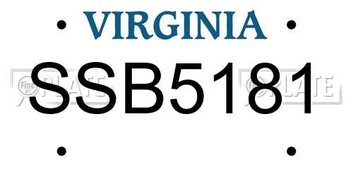 SSB5181 Virginia License Plate