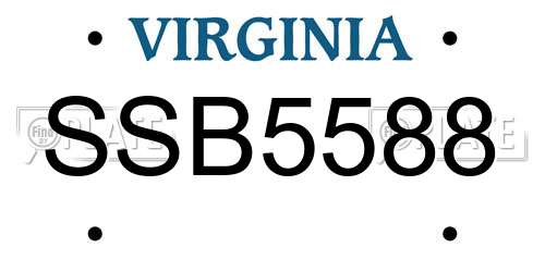 SSB5588 Virginia License Plate