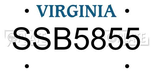 SSB5855 Virginia License Plate