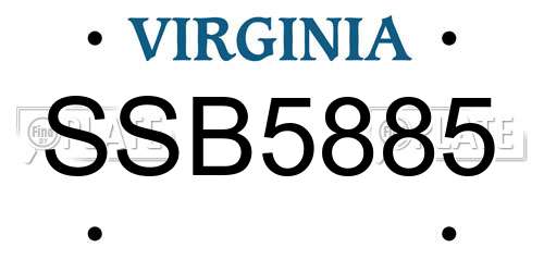 SSB5885 Virginia License Plate