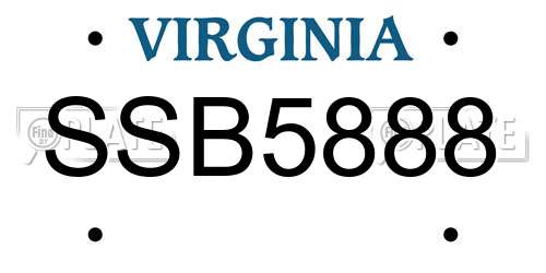 SSB5888 Virginia License Plate