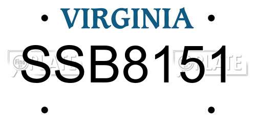 SSB8151 Virginia License Plate