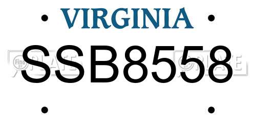 SSB8558 Virginia License Plate
