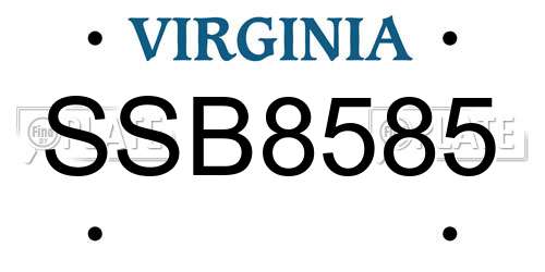 SSB8585 Virginia License Plate
