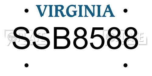 SSB8588 Virginia License Plate