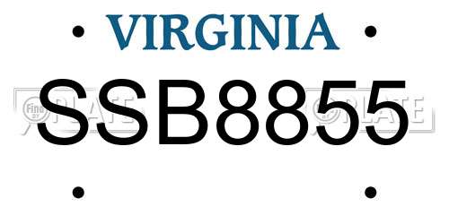 SSB8855 Virginia License Plate