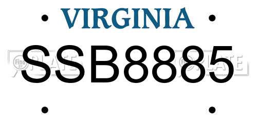 SSB8885 Virginia License Plate