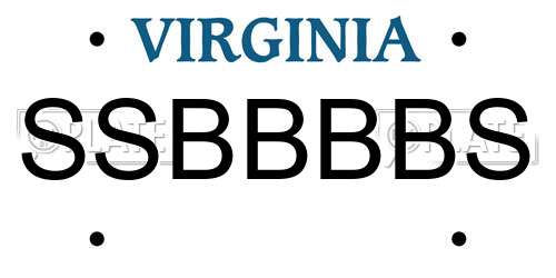 SSBBBBS Virginia License Plate