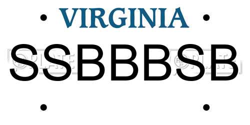 SSBBBSB Virginia License Plate