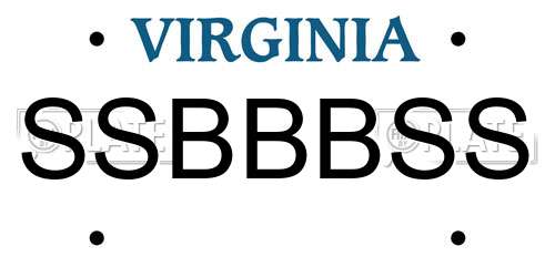 SSBBBSS Virginia License Plate