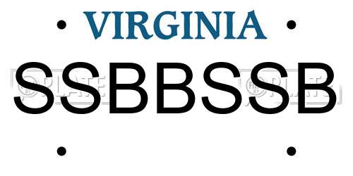 SSBBSSB Virginia License Plate