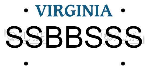 SSBBSSS Virginia License Plate