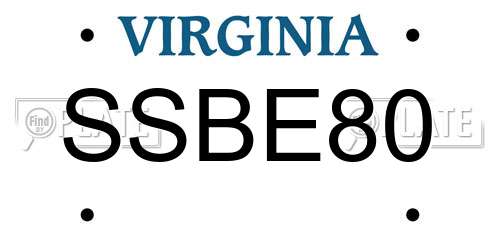 SSBE80 Virginia License Plate