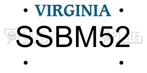 SSBM52 Virginia License Plate