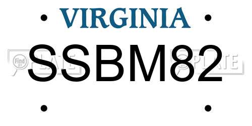 SSBM82 Virginia License Plate