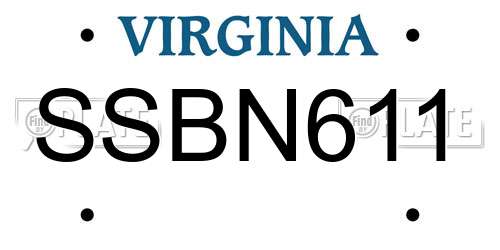 SSBN611 Virginia License Plate