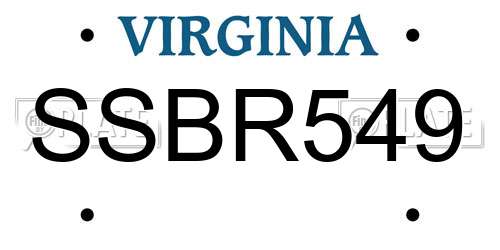 SSBR549 Virginia License Plate