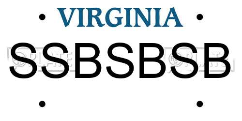 SSBSBSB Virginia License Plate