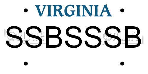 SSBSSSB Virginia License Plate