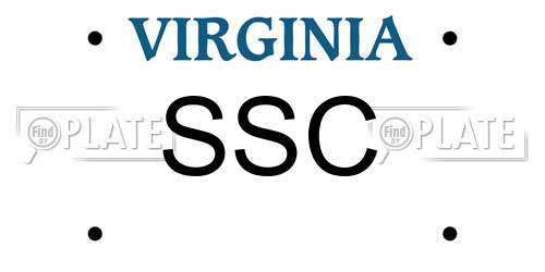 SSC Virginia License Plate