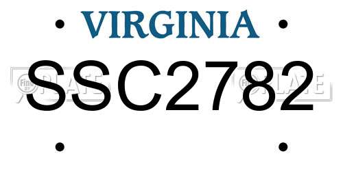 SSC2782 Virginia License Plate