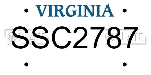 SSC2787 Virginia License Plate