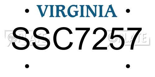 SSC7257 Virginia License Plate