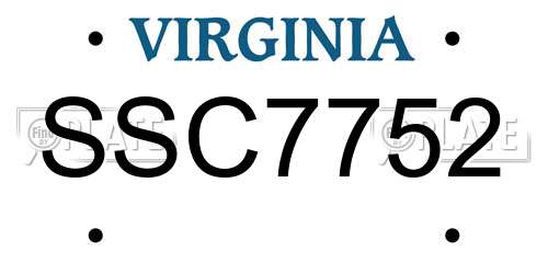 SSC7752 Virginia License Plate