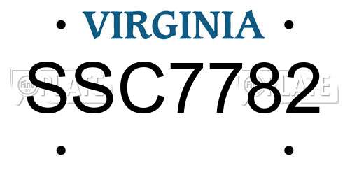 SSC7782 Virginia License Plate
